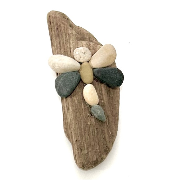 Hand Crafted Other - Artisan Dragonfly - Lake Michigan Driftwood and Stones